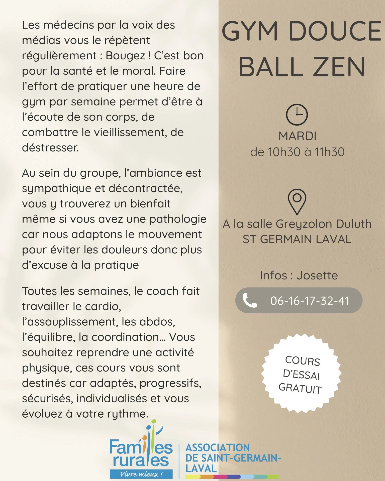 Gym douce ball zen